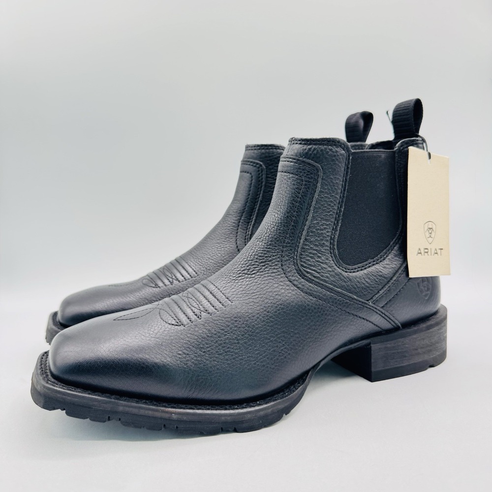 Ariat Hybrid Low Boy Chelsea Boots Men's Size 9 D Black Leather Square Toe